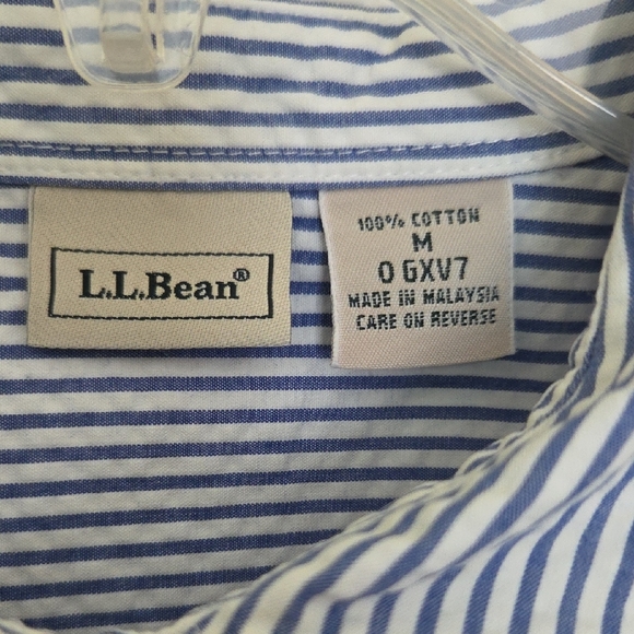 L.L. Bean Blue and White Striped Cotton Shirt - Picture 3 of 3